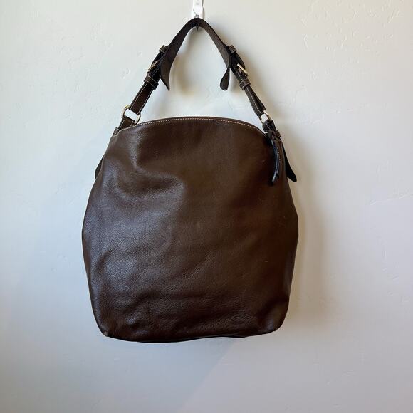 Dillen Pocket Sac Dooney & Bourke Brown Leather Hobo Bag Purse Shoulder - Picture 2 of 9